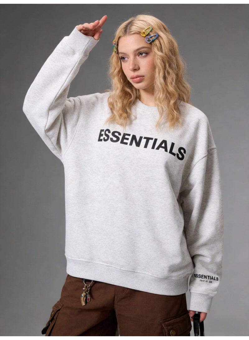 إيسنشالز ESSENTIALS letter printed round neck sweater heavy terry cotton loose shoulder coat American high street genderless couple - Image 5